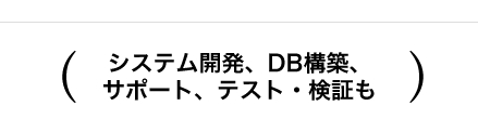 システム開発、DB構築、サポート、テスト・検証も