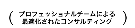プロフェッショナルチームによる 最適化されたコンサルティング